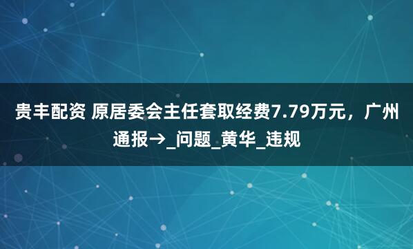 贵丰配资 原居委会主任套取经费7.79万元，广州通报→_问题_黄华_违规